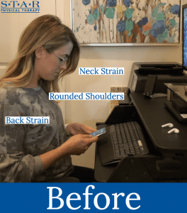 Poor phone ergonomics causes poor posture and places increased strain on the neck and back. Leading to neck and back pain and headaches.